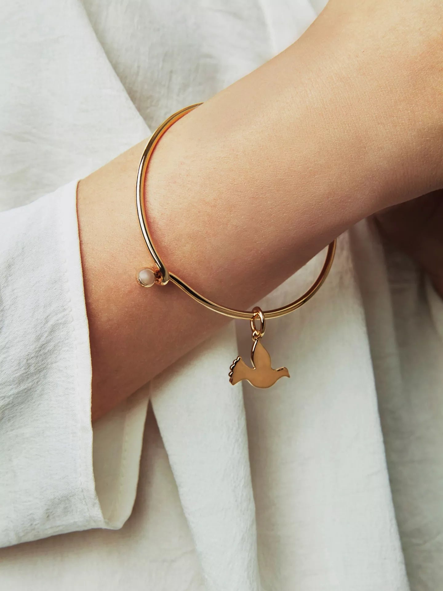 Gold Vermeil Bangle and Gold Dove Popon Set / Small (60mm)