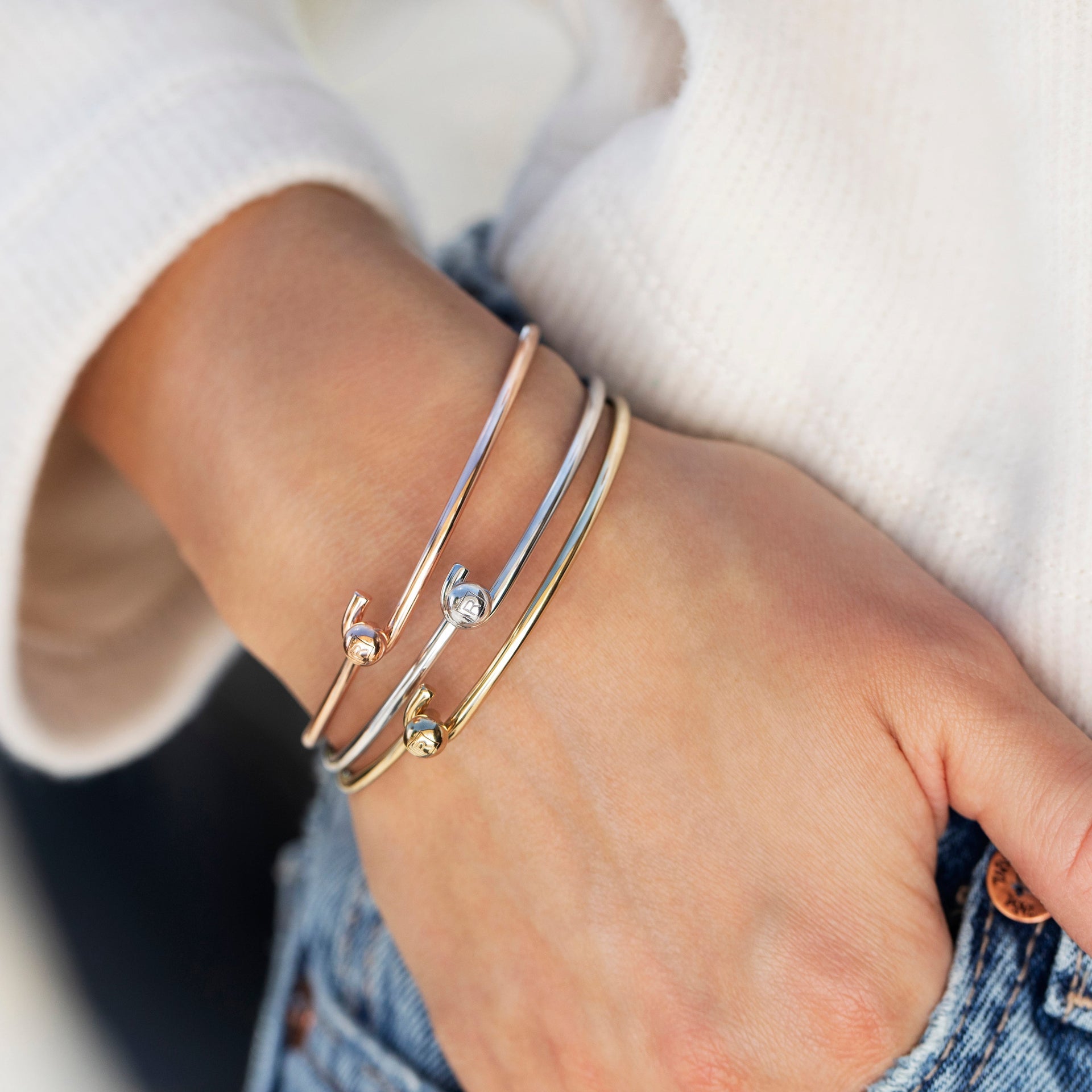 Gold Vermeil Bangle and Gold Heart Popon Set