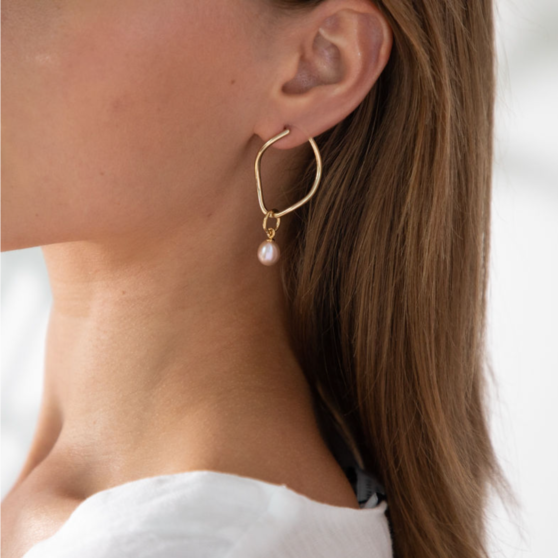 Gold Vermeil Earrings with Hope Pearl Popons® Recognised