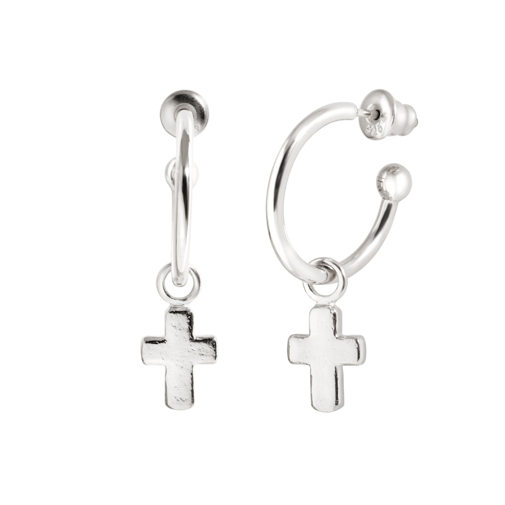 Silver Faith Popon Hoop Earrings