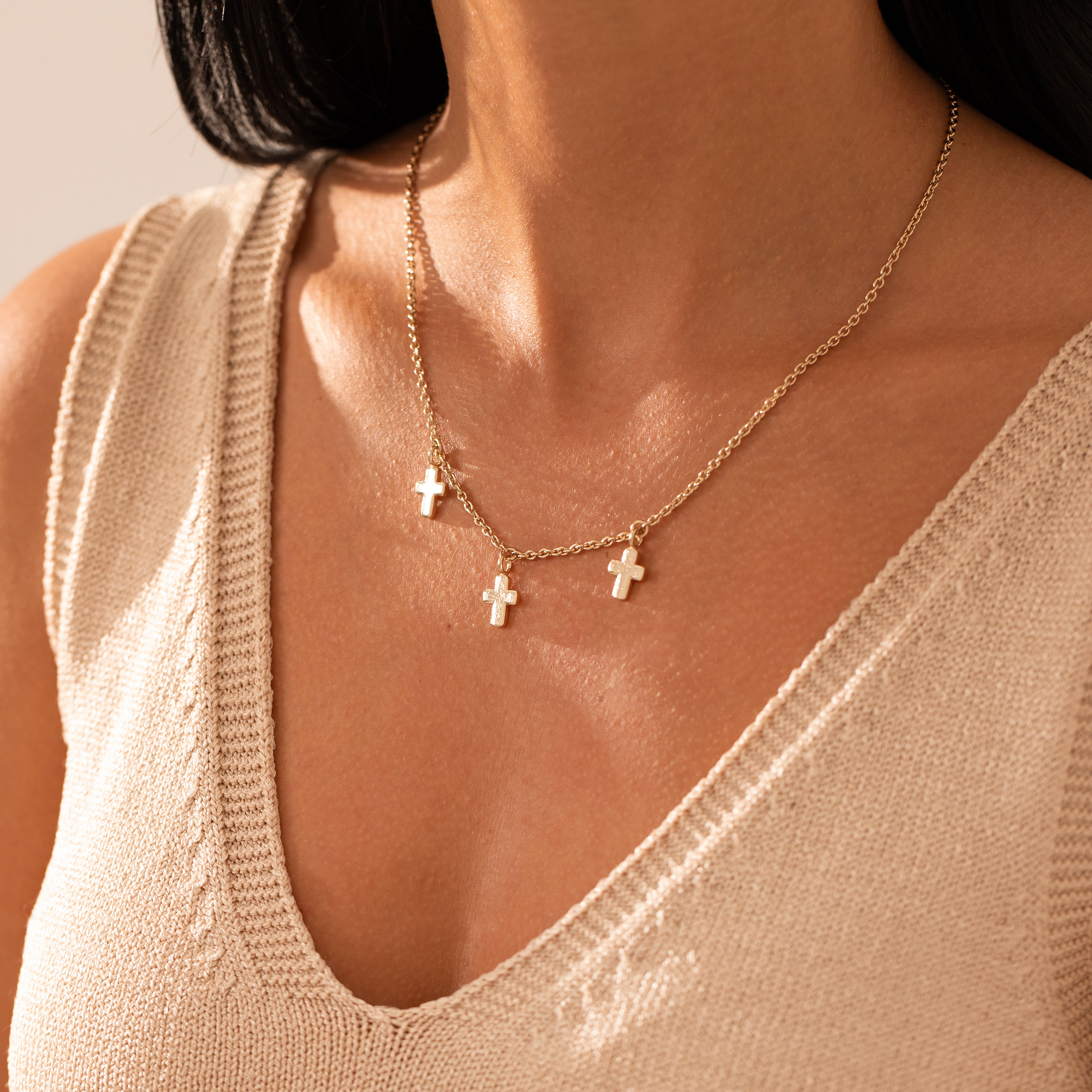 Gold Vermeil Faith Cross Necklace with Clear Quartz | Recognised