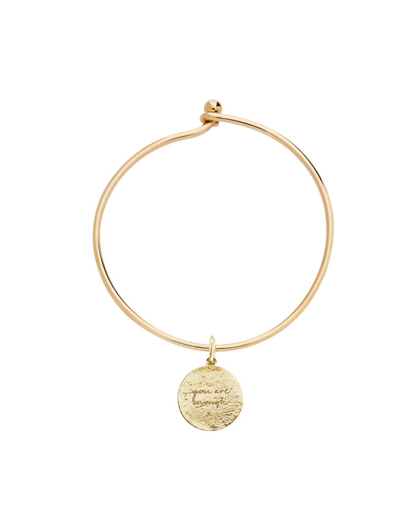 Gold Vermeil Bangle and Textured You Are Enough Popon Set / Small (60mm)
