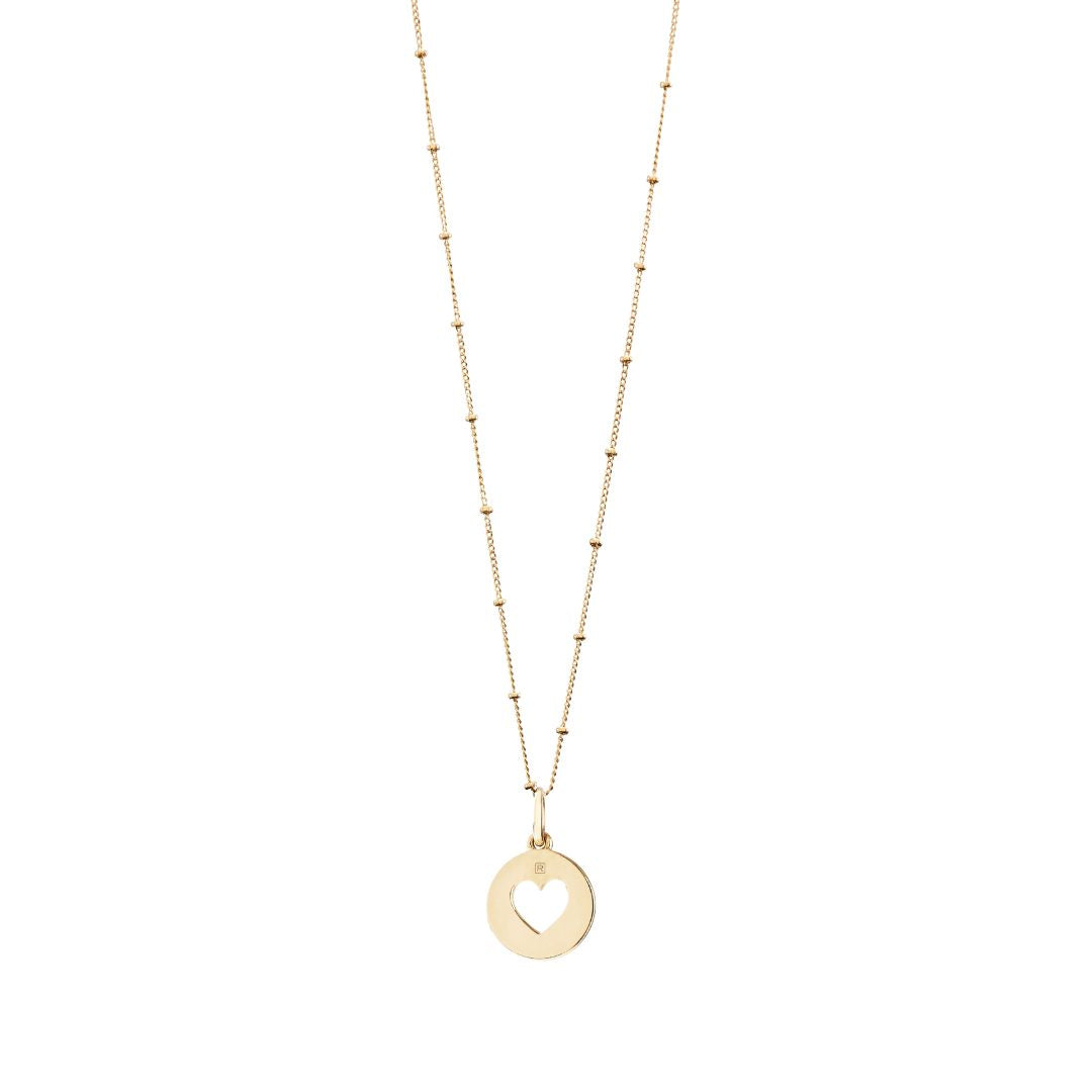 Recognised Gold Heart Popon Pendant and Bobble Chain Necklace Recognised