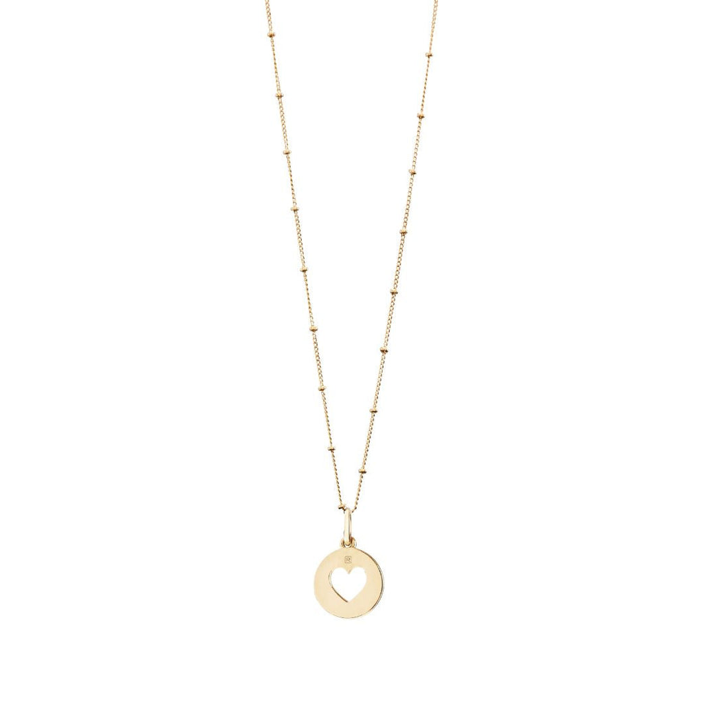 Recognised Gold Heart Popon Pendant and Bobble Chain Necklace Recognised