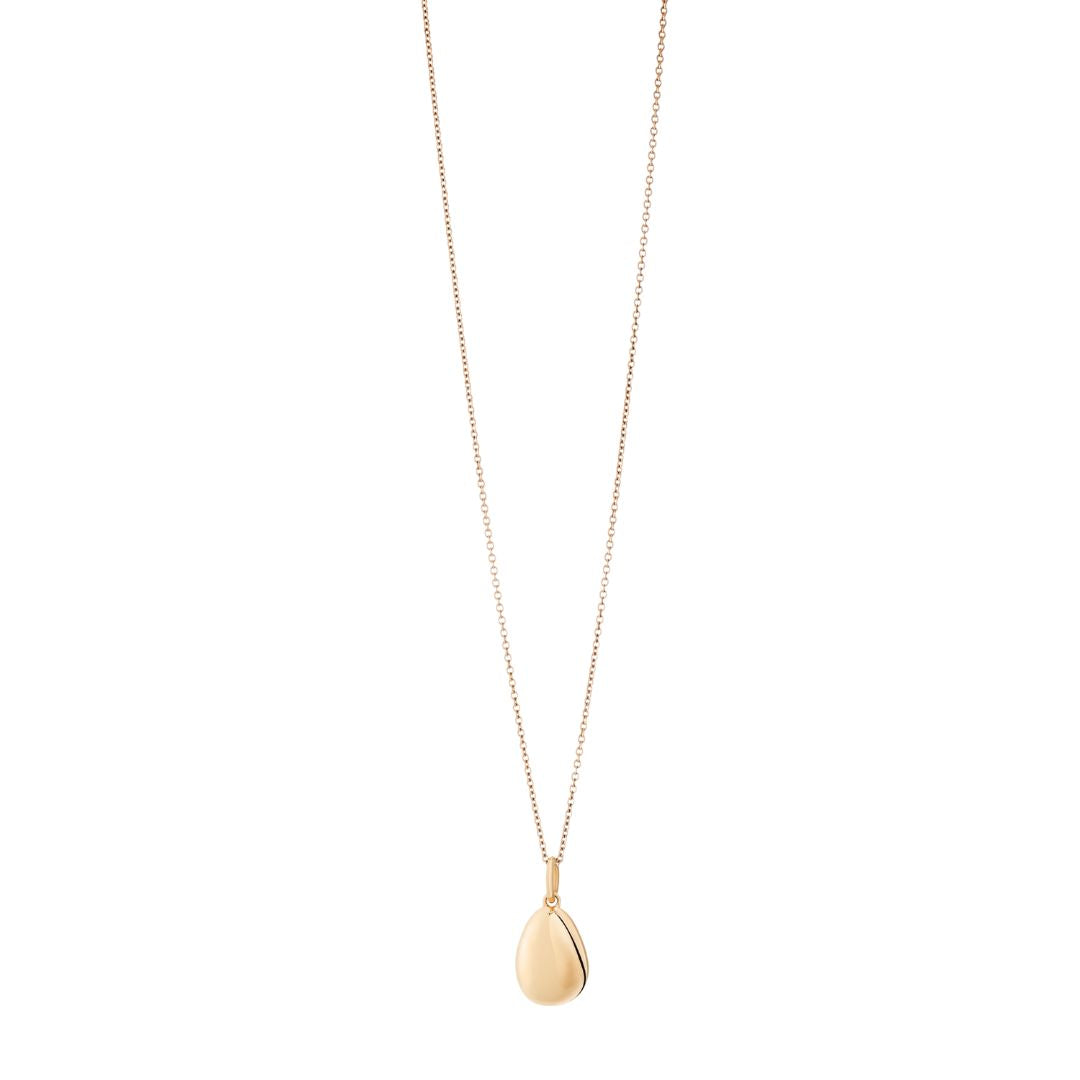 Recognised Gold Smooth Pebble Popon Pendant and Thick Chain Necklace Recognised